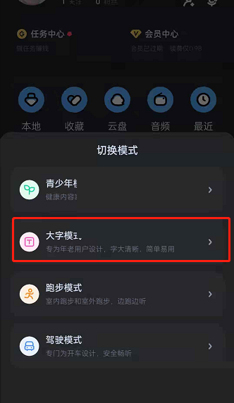 酷狗音乐怎么设置大字体?酷狗音乐设置大字体方法截图